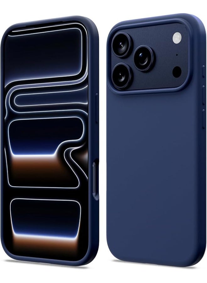 Liquid Silicone  Cover For iPhone 17 Pro Max , Silky Soft Touch, Anti-Scratch Shockproof Protective Case with Microfiber Lining For iPhone 17 Pro Max - Navy Blue